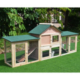 Gaiola de Exterior para Coelhos Casa para Pequenos Animais 210x45.5x84.5cm Madeira e Verde