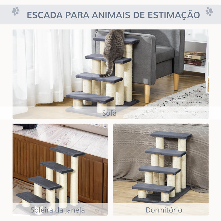 Escada para animais de estimação Capa de raspador de pelúcia macia estável 60x42x61 Cinza