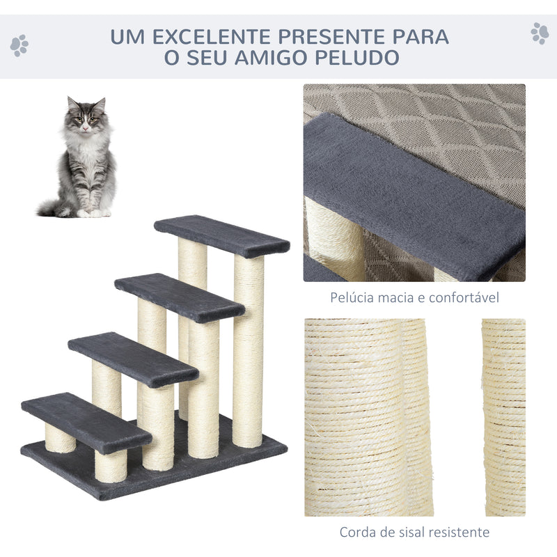 Escada para animais de estimação Capa de raspador de pelúcia macia estável 60x42x61 Cinza