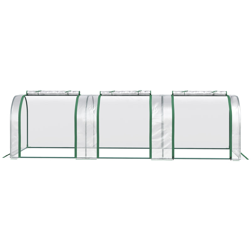 Estufa 295x100x80 cm para Jardim Varanda Estufa Pequena para Cultivo de Plantas com 3 Janelas Estrutura de Aço e PVC Transparente e Verde