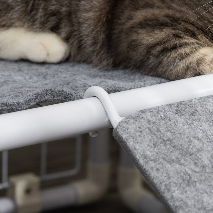 Gaiola Metálica para Animais de Estimação Gaiola para Coelhos com 9 Painéis com Trava e Escada para Cobaias Desenho DIY 68x68,2x2,5cm Branco