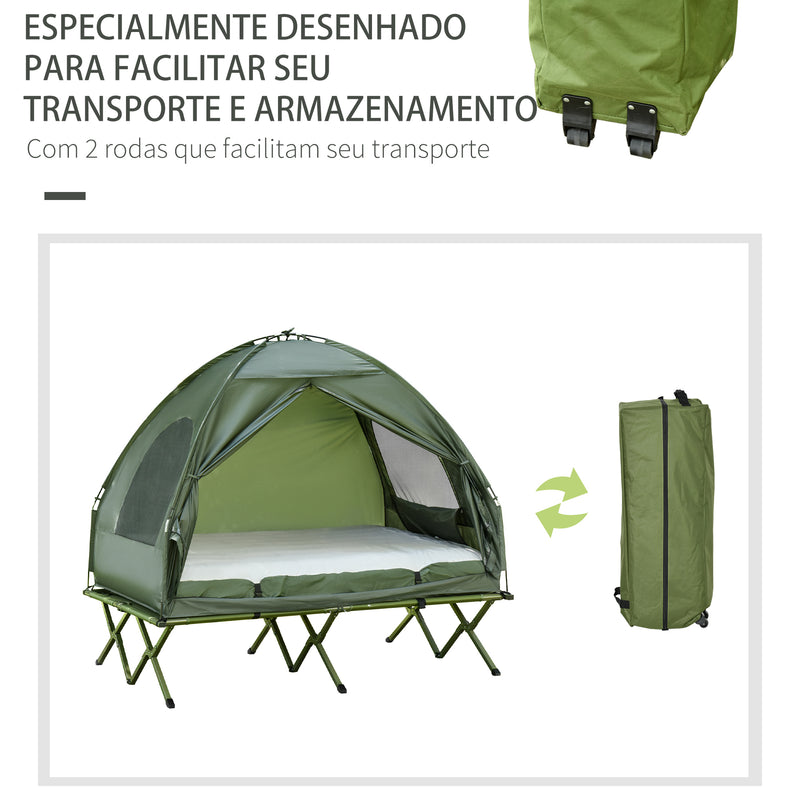 Tenda de Campismo Outsunny Verde Poliéster, Fibra de Vidro, Metal