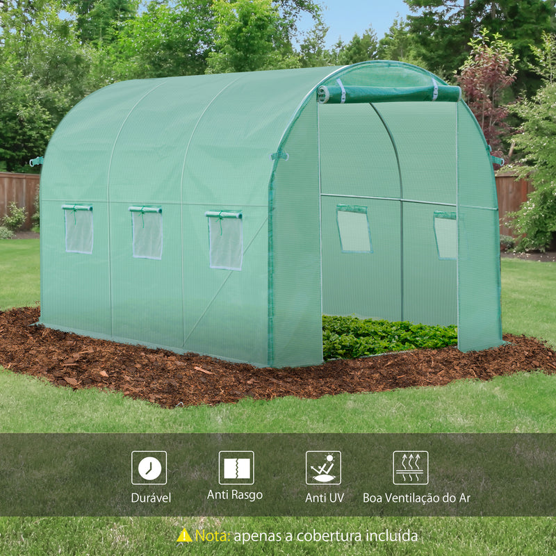 Cobertura de Estufa com 6 Janelas e Porta para Jardim Anti-UV PE 300x200x200 cm Verde