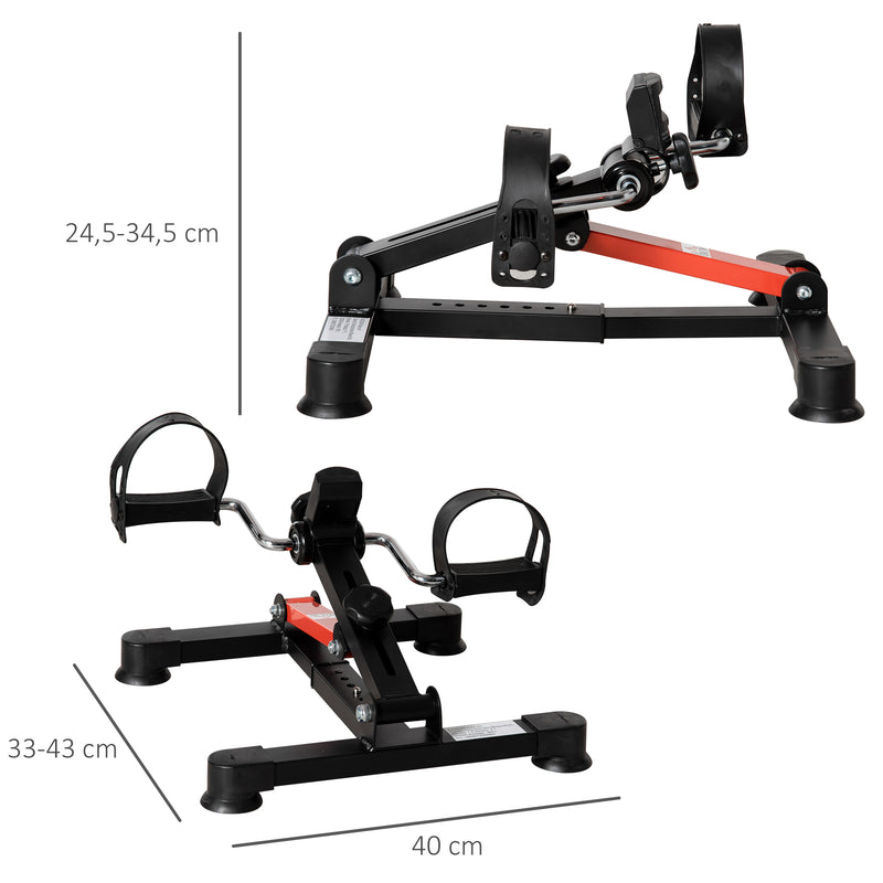 Mini Bicicleta Estática de Exercícios Mini Bicicleta Estática com Altura e Comprimento Ajustáveis Tela LCD Máquina de Pedalar de Mãos e Pernas 33-43x40x24,5-34,5 cm Preto