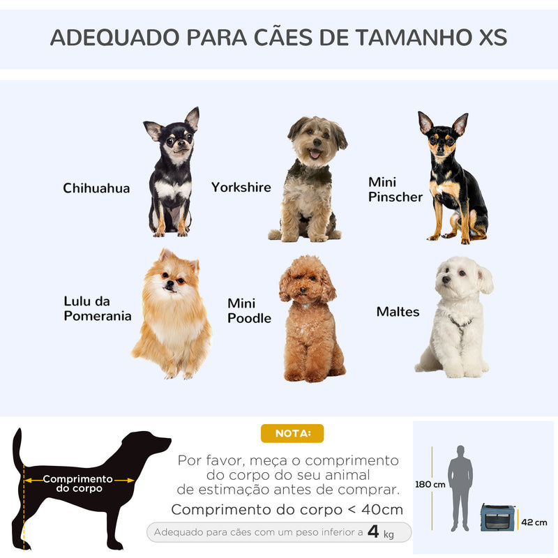 Transportadora para Cães e Gatos Bolsa Portátil e Dobrável para Animais de Estimação Transportadora com 3 Portas e Almofada Suave 60x42x42 cm Azul