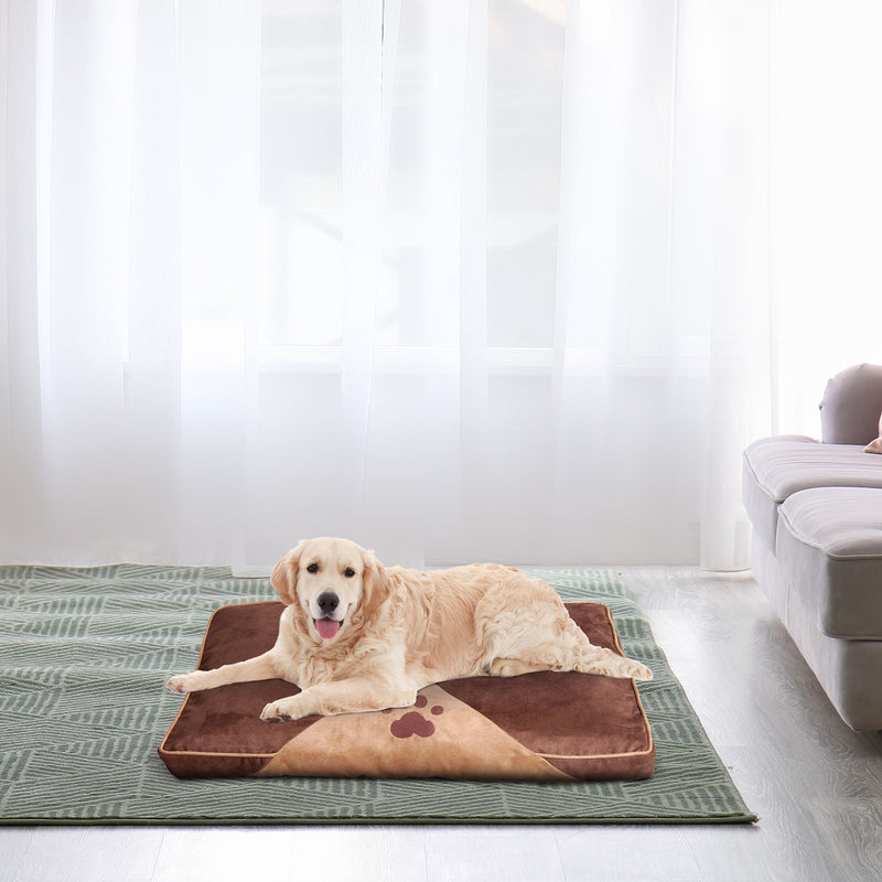 Cama para Animais de Estimação Cama para Cães e Gatos com Capa Removível e Lavável Antiderrapante 100x70cm Marrom