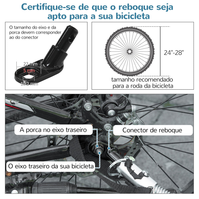 Reboque de Bicicleta para Cães 2 em 1 Transporte para Animais de Estimação com Porta Enrolável Janelas Cinto de Segurança Bandeira e 6 Refletores 134x73x108cm Cinza