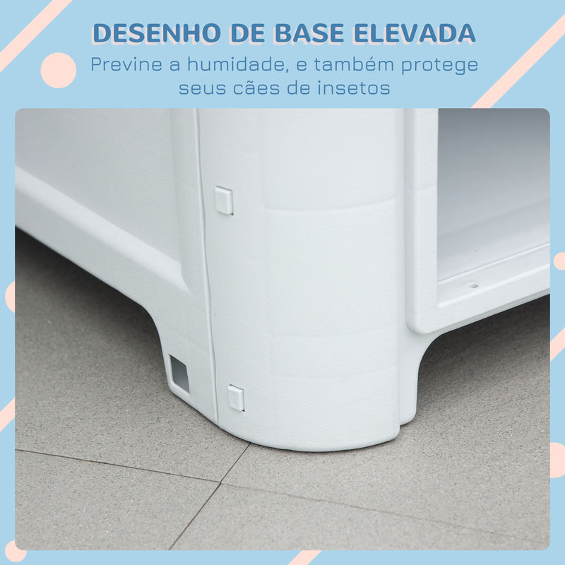 Casa para cães pequenos com respiradouros resistente para uso interno e externo 59x75x66 cm Azul e cinza