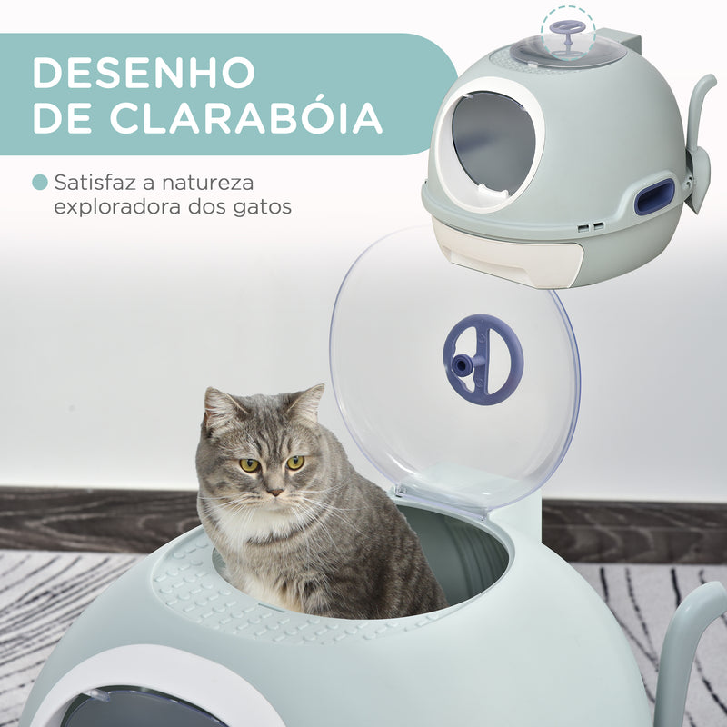 Caixa de areia grande e leve para gatos com alça da pá da gaveta da clarabóia 47x55x44 cm Azul