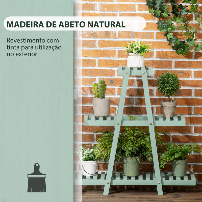 Suporte de Madeira para Plantas Suporte para Flores de 3 Níveis Prateleira Decorativa de Plantas para Interior Exterior 46x26x76cm Verde