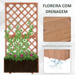 Floreira com Treliça de Madeira Maciça Caixa de Plantio com Suporte para Plantas Trepadeiras para Cultivo de Plantas Flores 72,5x31,5x149,5 cm Natural