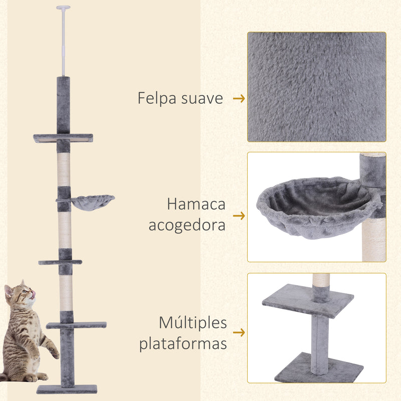 Árvore com Plataforma para Gatos arranhador para gatos Brinquedo para Gatos Carga de 15kg Cinza