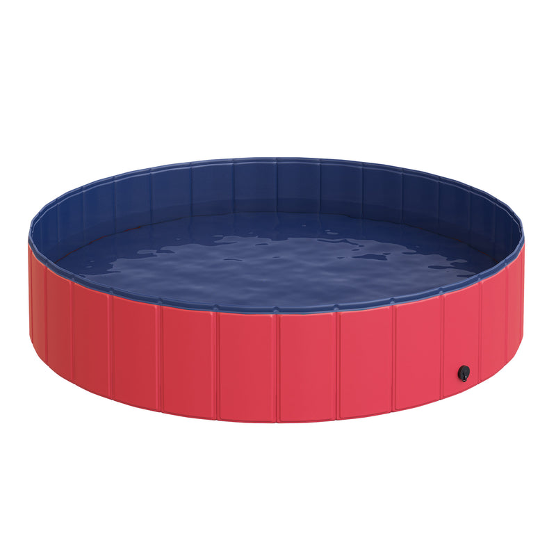 Banheira dobrável para cães piscina para animais de estimação Gatos PVC antiderrapante, resistente ao desgaste, adequada para interiores e exteriores Ø140x30cm Vermelho