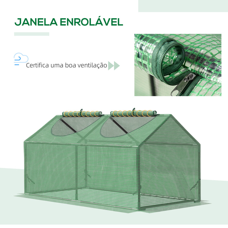 Estufa 119x60x60cm Estufa de Jardim com 2 Janelas Enroláveis para Cultivo de Plantas Verduras Flores Verde Translúcido