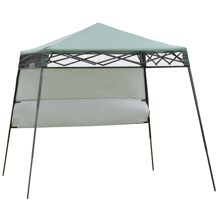 Tenda Dobrável com Proteção UV Altura ajustável de 2 niveis Tecido Oxford com estrutura de aço com Lateral e Bolsa de Transporte 220x220x208 cm verde