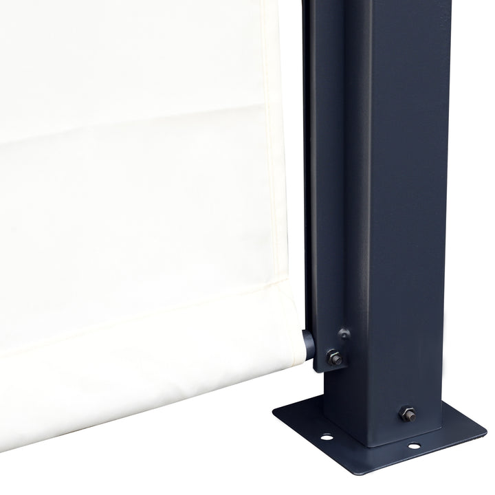 Pérgola 3x3 Pérgola com Teto Retrátil e Parede Lateral Versátil para Jardim pátio Terraço e Tecido de Poliéster Creme e Preto