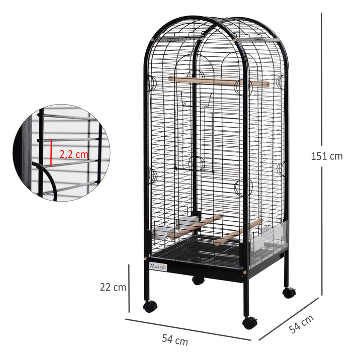Gaiola metálica espaçosa para papagaios-canários Cotorra Papagaio com 4 rodas 54x54x151 21kg