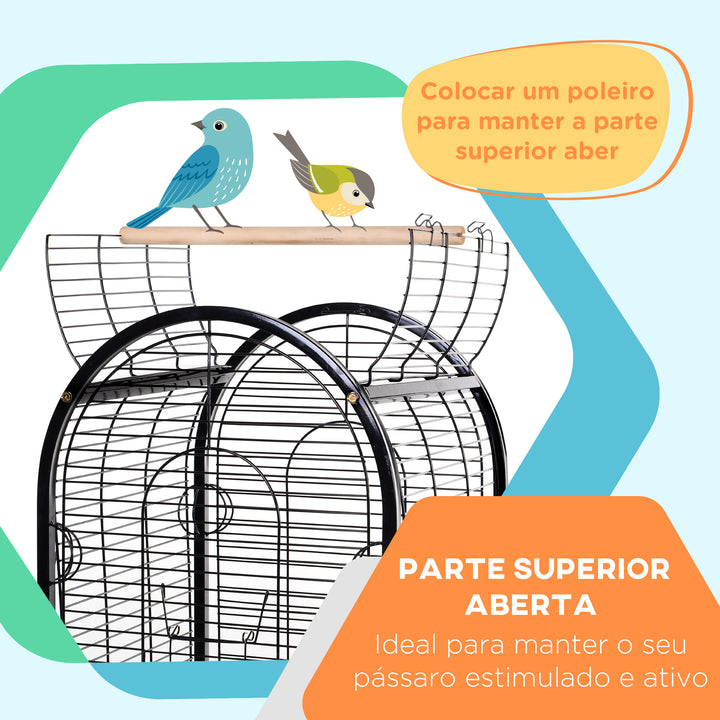 Gaiola metálica espaçosa para papagaios-canários Cotorra Papagaio com 4 rodas 54x54x151 21kg
