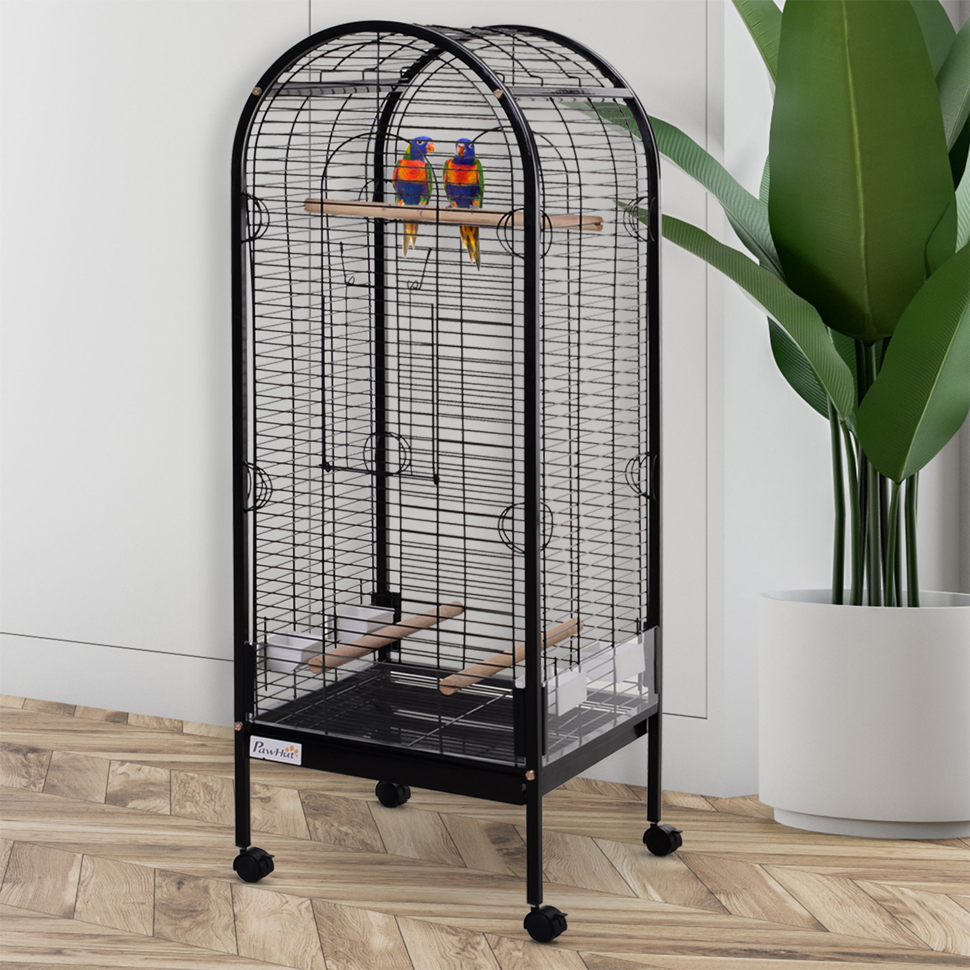 Gaiola metálica espaçosa para papagaios-canários Cotorra Papagaio com 4 rodas 54x54x151 21kg