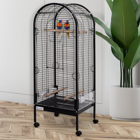Gaiola metálica espaçosa para papagaios-canários Cotorra Papagaio com 4 rodas 54x54x151 21kg