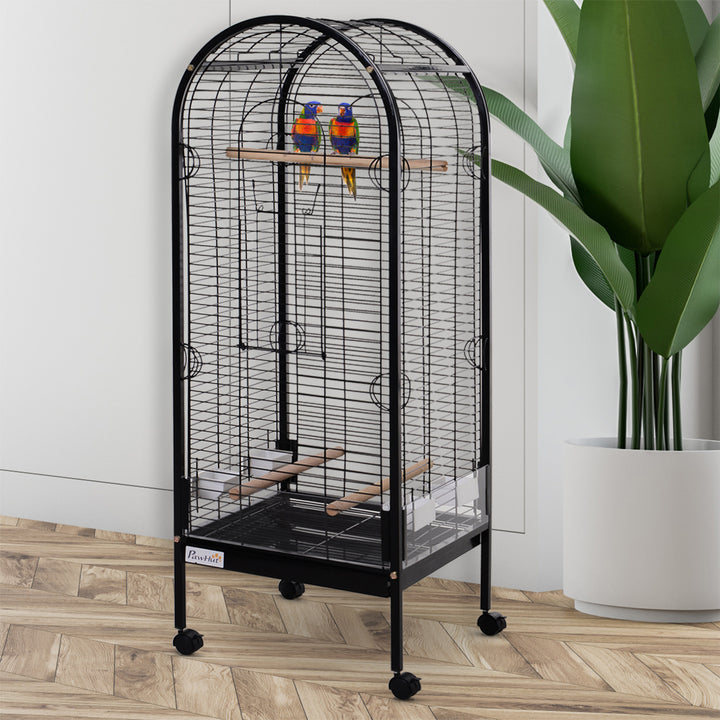 Gaiola metálica espaçosa para papagaios-canários Cotorra Papagaio com 4 rodas 54x54x151 21kg