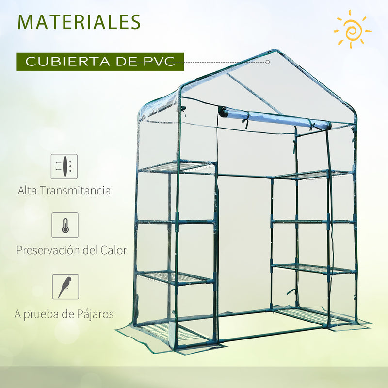 Estufa de jardim Cabana para colheitas Plantas Tomates Flores 143x73x195cm Tampa de tubo de aço PVC