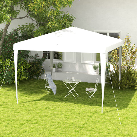 Tenda de Jardim Desmontável 293x293 cm Tenda para Exteriores com 4 Orifícios de Drenagem e Tubo de Aço para Casamentos Campismo Festas Branco