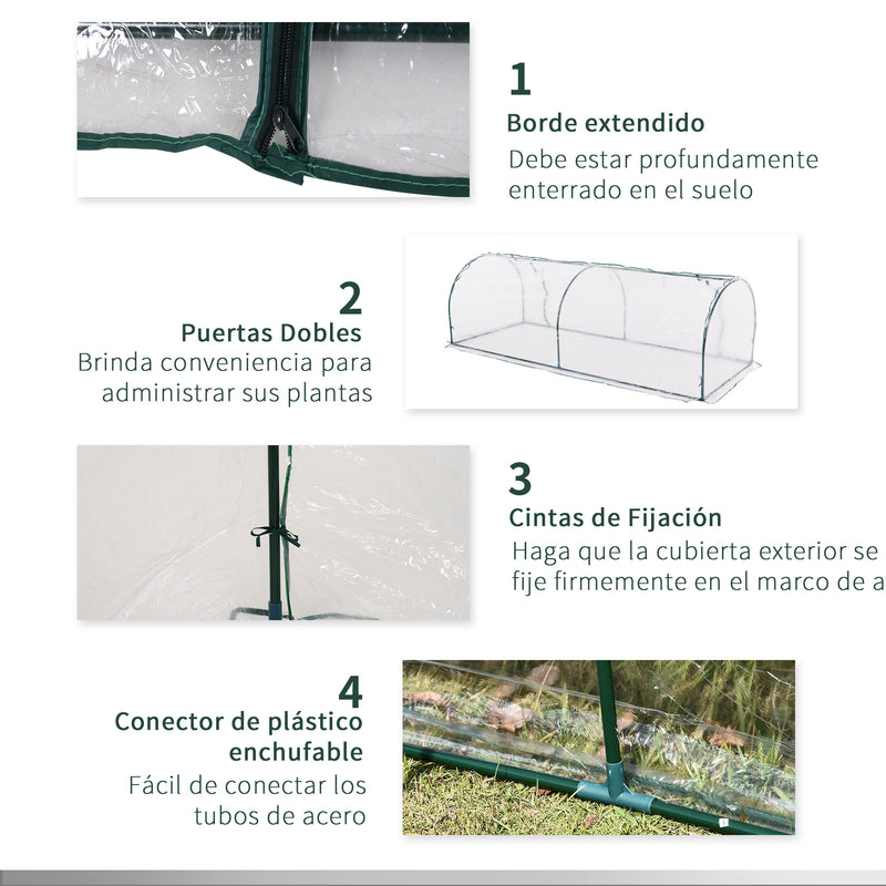 Estufa transparente para jardim ou terraço para cultivo de plantas e flores com porta zip 250x100x80cm PVC