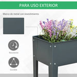 Floreira elevada Cultivo retangular elevado para plantas vegetais e flores com 3 orifícios de drenagem 100x30x80 cm Cinza