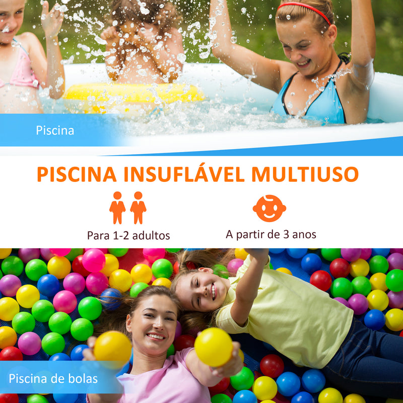 Piscina Inflável Retangular 1300 Litros 262x176x56cm para 1-2 Pessoas Piscina Insuflável para Adultos e Crianças para Jardim Pátio Exterior Azul