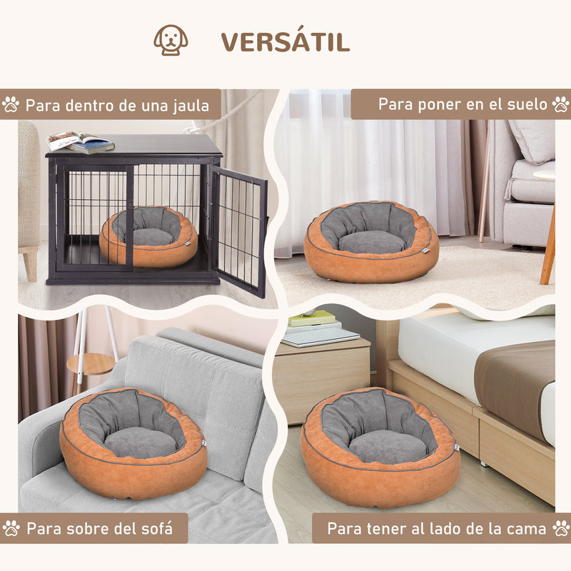 Cama para Cães e Gatos Pequenos Almofada para Animais de Estimação Pequenos Suave e Redonda 59x59x30cm Laranja e Cinza