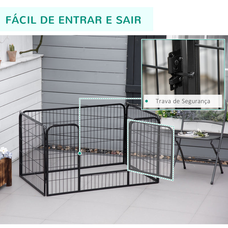 Parque para animais de estimação Estrutura Metálica Ferro Galvanizado125 x 80 x 70 cm Preto