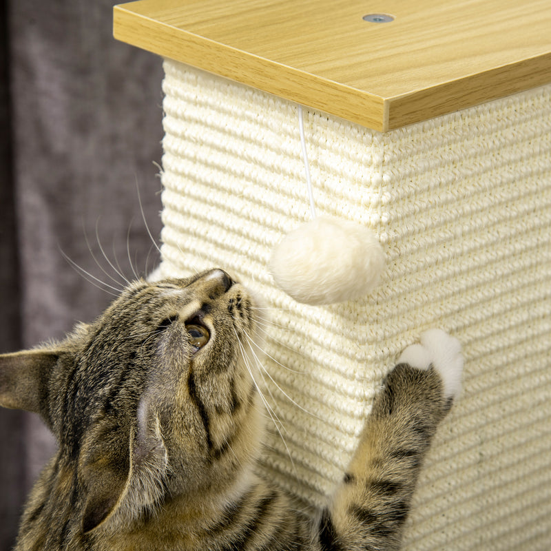 Poste Arranhador para Gatos Arranhador para Gatos de 80cm Árvore Arranhador para Gatos com Poste de Sisal e Bola Suspensa para Interior 38x38x80cm Carvalho