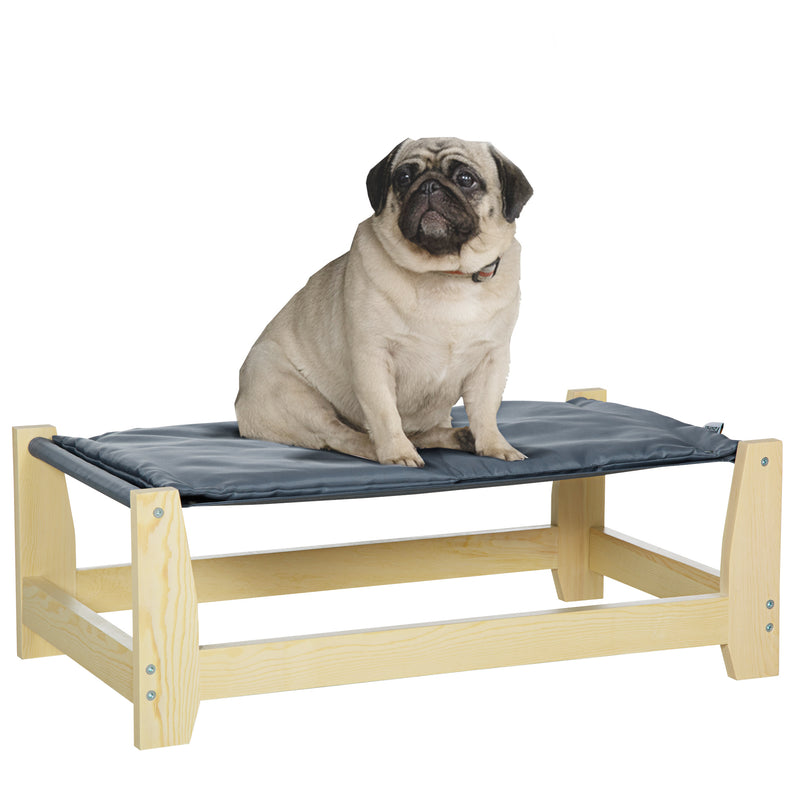 Cama Elevada para Cães Cama Elevada para Animais de Estimação Pequenos e Médios com Almofada Lavável Carga Máxima 8kg para Interior Exterior 70x40x25cm Cinza