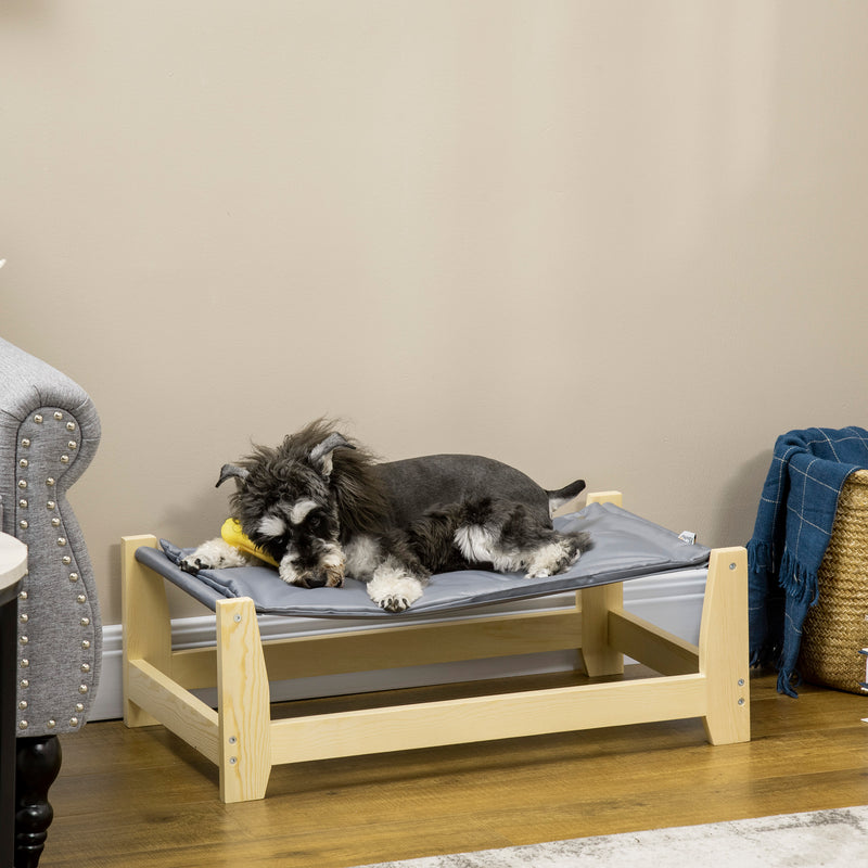 Cama Elevada para Cães Cama Elevada para Animais de Estimação Pequenos e Médios com Almofada Lavável Carga Máxima 8kg para Interior Exterior 70x40x25cm Cinza