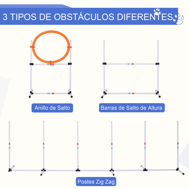 Conjunto de treino de agilidade para cães com bolsa de transporte incluída 74,5x66x91 cm Branco e laranja