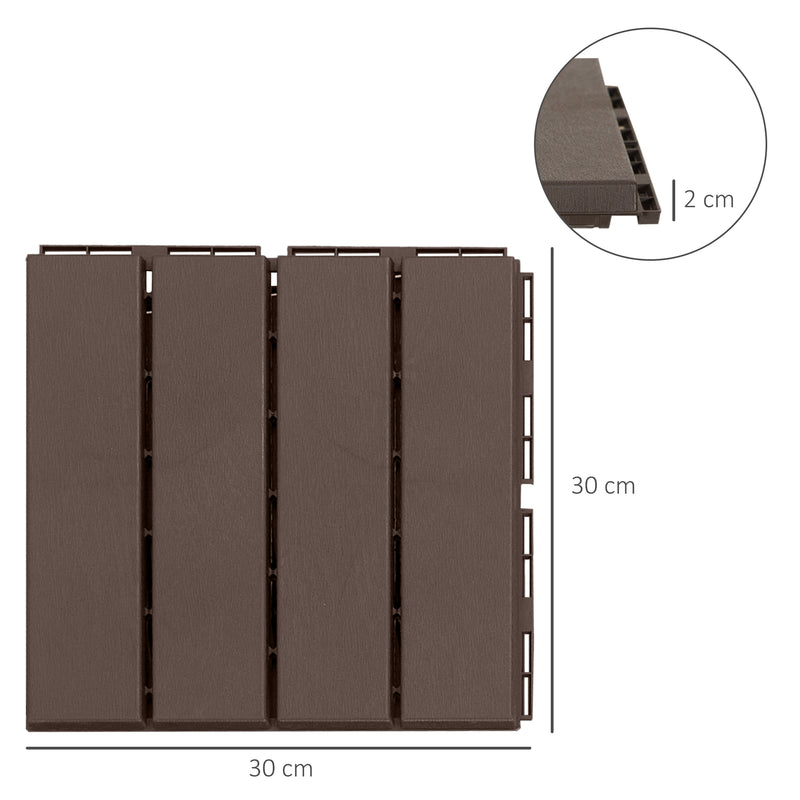 Pisos para áreas externas 30x30 Pacote de 9 peças Cobre 0,81 m² Marrom