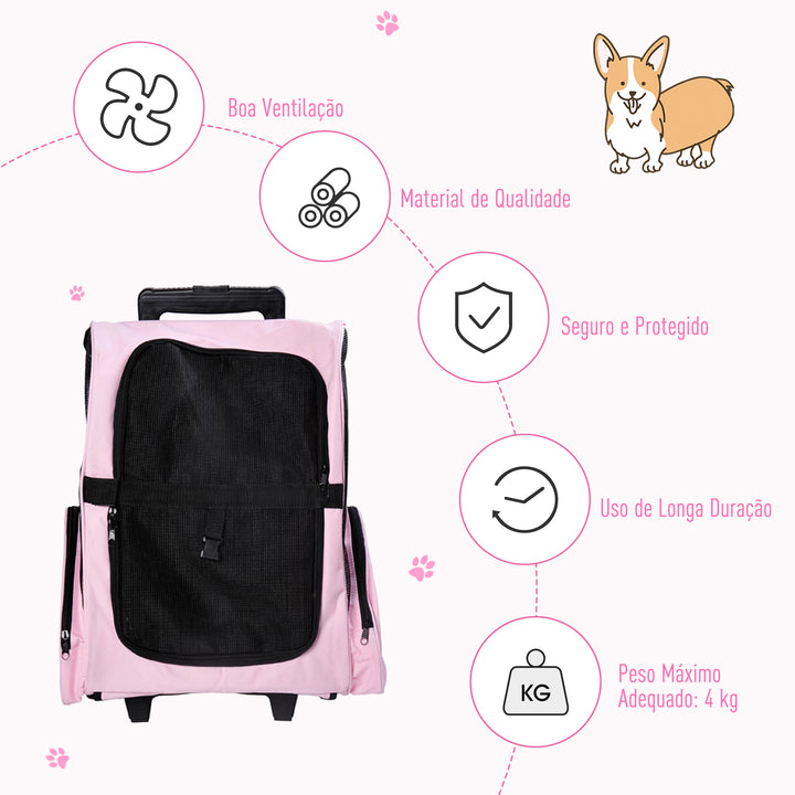 Mochila Carrinho de transporte Carrinho Cão 2 em 1 Mochila Carrinho 36 x 30 x 49 cm Animais de estimação Cão Gato