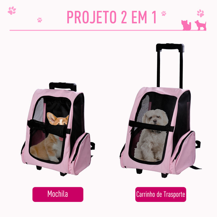 Mochila Carrinho de transporte Carrinho Cão 2 em 1 Mochila Carrinho 36 x 30 x 49 cm Animais de estimação Cão Gato