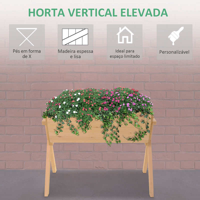 Jardim urbano de madeira Mesa de cultivo para plantas com 4 orifícios de drenagem e tecido geotêxtil 100x70x80 cm