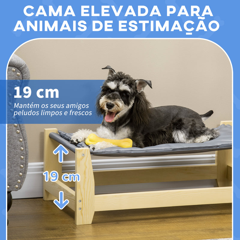 Cama Elevada para Cães Cama Elevada para Animais de Estimação Pequenos e Médios com Almofada Lavável Carga Máxima 8kg para Interior Exterior 70x40x25cm Cinza