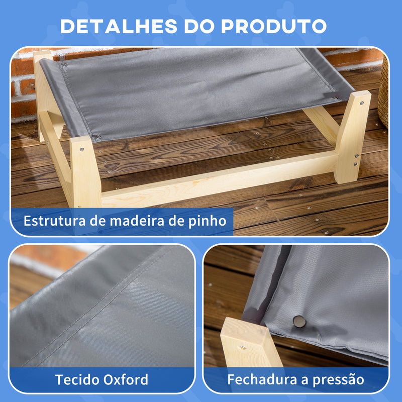 Cama Elevada para Cães Cama Elevada para Animais de Estimação Pequenos e Médios com Almofada Lavável Carga Máxima 8kg para Interior Exterior 70x40x25cm Cinza