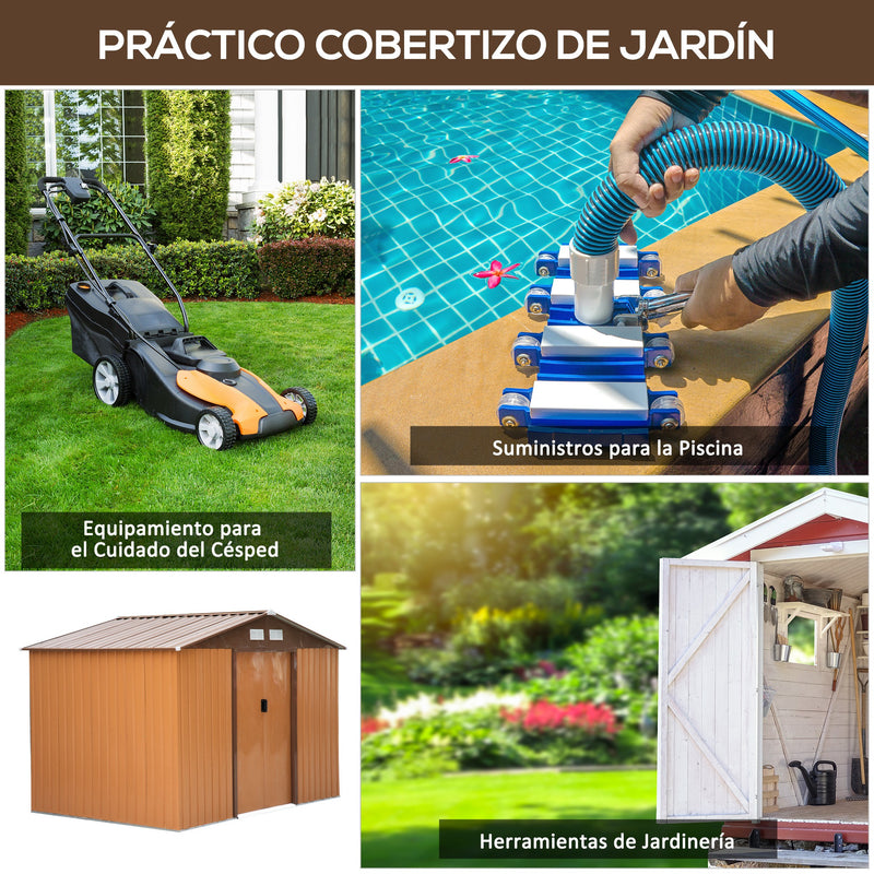 Galpão de Jardim Barracão Metálico Placa Ocra para armazenar ferramentas 277x191x192cm Ocra