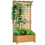 Floreira com Treliça de Madeira Caixa de Plantio com Suporte para Plantas Trepadeiras para Cultivo de Plantas Flores para Pátio Terraço Varanda 90x45x183cm Madeira