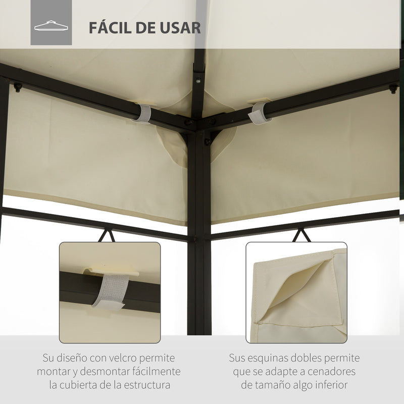 Toldo de Substituição 4x3m para Pérgola de Jardim 2 Níveis Respirável com 10 Orifícios de Drenagem Cobertura de Substituição de Pérgola Exterior Creme