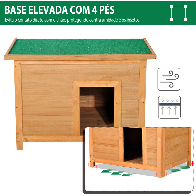 Casota para Cão de Madeira À prova d'água com telhado dobrável verde e 4 pés antiderrapantes 85x58x58 cm