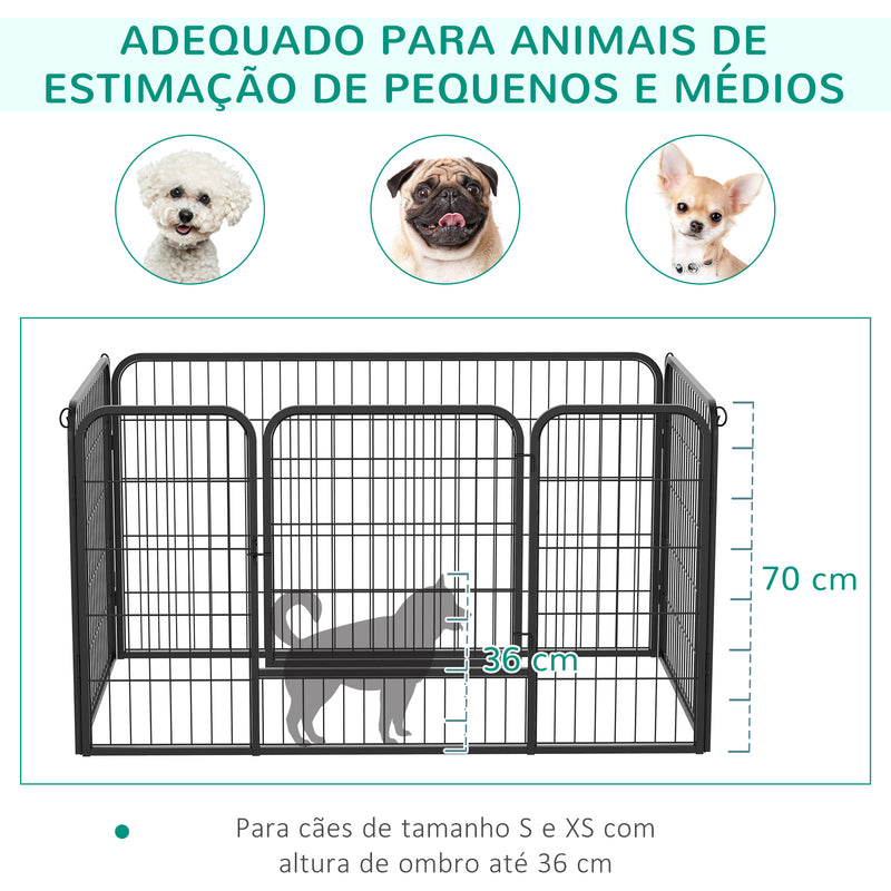 Parque para animais de estimação Estrutura Metálica Ferro Galvanizado125 x 80 x 70 cm Preto