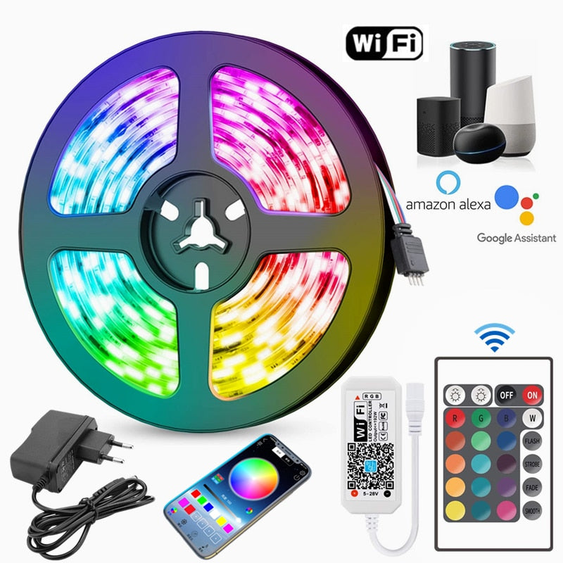 LED Light Strips Bluetooth WIFI Controller Flexible RGB 5050 Decoration BackLight Lamp Night Light Luminous String For Bedroom