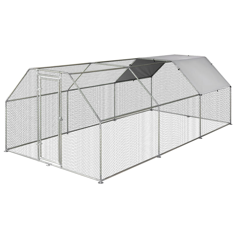 Galinheiro ao ar livre Gaiola para aves domésticas de metal galvanizado com fechadura e cobertura Oxford 280x570x195cm