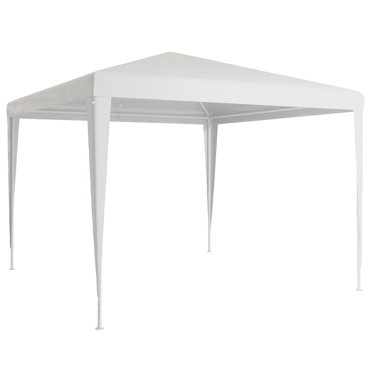 Tenda de Jardim Desmontável 293x293 cm Tenda para Exteriores com 4 Orifícios de Drenagem e Tubo de Aço para Casamentos Campismo Festas Branco